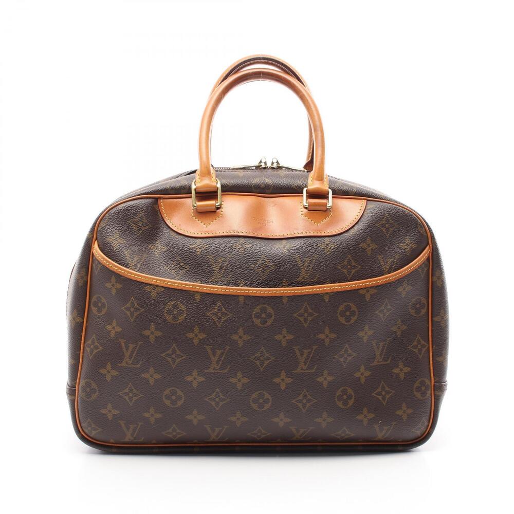Louis Vuitton Deauville Bowling Vanity Top Handle Bag Canvas Leather Brown